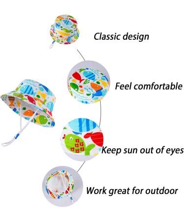 LANGZHEN Baby Girls Beach Sun Hat with Chin Strap, Colorful Fish Print - 6-12 Months - Buy Online on SooperMarket.com