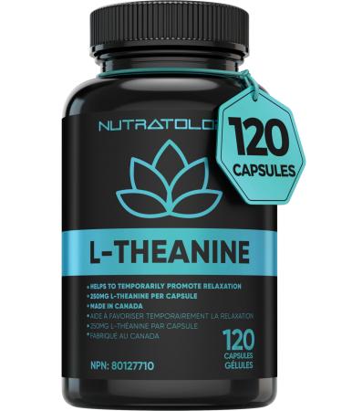 L-Theanine Capsules - For Stress Management & Relaxation - Promotes Focus Alertness & Clarity - L Theanine Supplement for Stress Relief - 250 mg per capsule - 120 Capsules 120 count (Pack of 1)