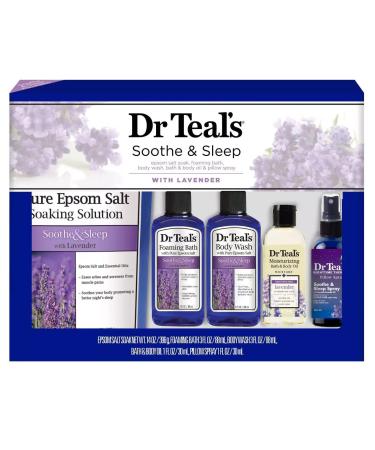 Dr. Teal's Epsom Salt Lavender Bath Gift Set - 5 Pc. (Soothe & Sleep with Lavender) - Buy Online on SooperMarket.com