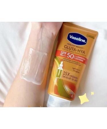 Vaseline Healthy Bright Gluta-HYA Serum Sunscreen SPF50 PA+++ - Luminous Face & Body Lotion 260ml | International Shipping Available - Buy Online on SooperMarket.com