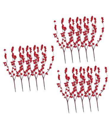 ABOOFAN 15 Pcs Simulation Red Berry Artificial Berries Stems Household Decor Home Decor Artifical Flower Arrangement Faux Berry Stems Plant Vase Fake Berry Stem Christmas Red Berries Iron