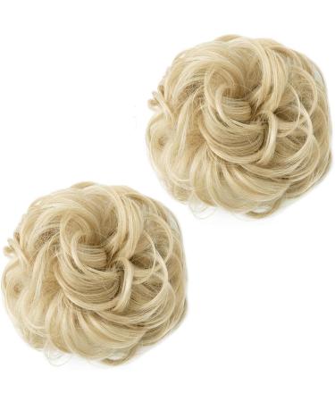 SARLA 2PCS Small Messy Hair Bun Scrunchies | Synthetic Updo Hair Extensions for Women - Ash Blonde - Buy Online on SooperMarket.com