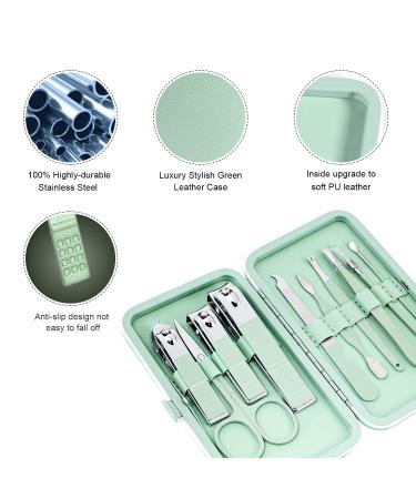 10-Part Manicure & Pedicure Set - Complete Nail Care Kit with Scissors & Clippers | Travel Beauty Essentials (Green) - Buy Online on SooperMarket.com