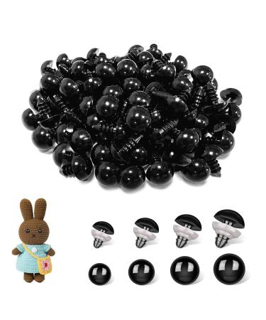 800 Pcs Safety Eyes Black Plastic Eyes with Washers for Stuffed Crochet Animal Crafts Doll Making Supplier Bulk (4 Sizes)