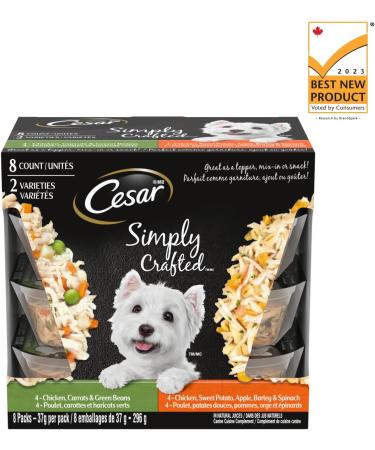 Cesar Simply Crafted Wet Dog Food Chicken Flavour 37g Pack of 10 & Simply Crafted Wet Dog Food Chicken Carrots & Green Beans - Chicken Sweet Potato Apple Barley & Spinach 8x37g Variety Pack - Buy Online on SooperMarket.com