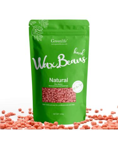 GreenLife 17.6oz/1.10lb/500g Hard Wax Beads Hard Wax Beans Hair Removal Painless Waxing Bean Home wax Kit for Facial Legs Arms Body Bikini Brazilian Pearl Depilatory Hot Waxs for Women and Men (Rose)
