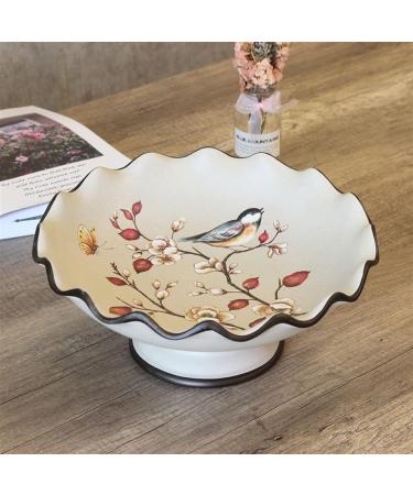 Fruit Basket Bowl Fruit Dish New Chinese Retro Handmade Round Wave Pattern Ceramic Fruit Bowl Living Room Kitchen Decor Fruit Plate Candy Bowl Fruit Bowls - Buy Online on SooperMarket.com