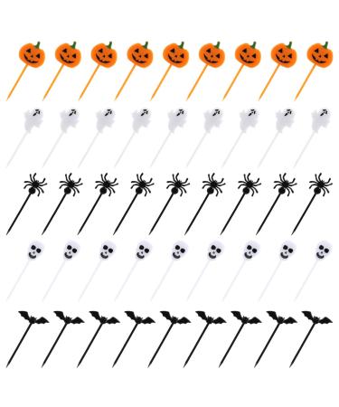 Kesoto 100 PCS Halloween Picks Plastic Halloween Party Cupcake Toppers Halloween Appetizer Picks