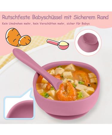Mojinl Baby Silicone Dishes Set | 4-Piece BPA Free Suction Cup Tableware for Kids | Dishwasher Safe Pink Baby Dining Set - Buy Online on SooperMarket.com