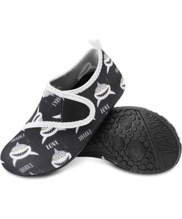 JIASUQI Kids Water Shoes - Quick Dry Barefoot Aqua Socks for Beach & Pool | Black Shark Design | Size 8.5/9 UK Child - Buy Online on SooperMarket.com