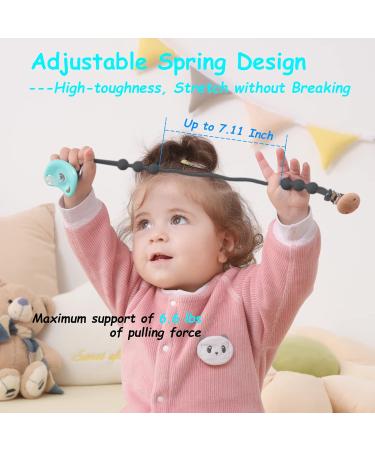 Seposeve Silicone Pacifier Clip 2 Pack - Adjustable Spring, Soft Leashes for Baby Boys and Girls - 3 Textures, One-Piece Design - Ink Black - Buy Online on SooperMarket.com