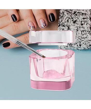 Folpus Nail Art Glass Dish with Lid Bowl Cup Holder Nail Art Tools Pink - Buy Online on SooperMarket.com
