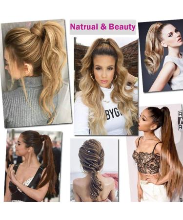 Clip in Ponytail Extension Wrap Around for Women Long Synthetic Natural Wavy Curly Hair Pony Tail Hair Extensions 17 inch Light Auburn - Buy Online on SooperMarket.com