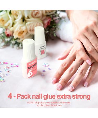 Sularpek 4 PCS Nail Glue - Extra Strong Brush-On Gel for False Nails & Manicures - Buy Online on SooperMarket.com