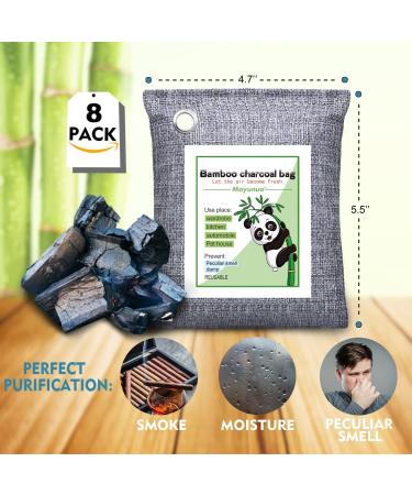 8 Pack Bamboo Charcoal Air Purifying Bags - Activated Odor Absorber and Deodorizer for Home, Car, Basement, Closet - Strong Eliminator for Musty Smells - Nature Fresh Moisture Absorbers - Buy Online on SooperMarket.com
