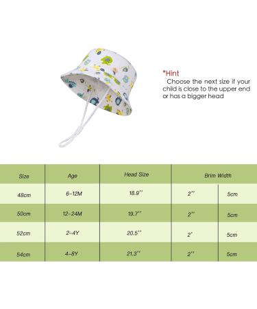 LANGZHEN Beach Sun Protection Hat for Baby Girls | Adjustable Toddler Kids Hat with Chin Strap | Wide Brim Summer Play Hat in White - Animals | 6-12 Months - Buy Online on SooperMarket.com