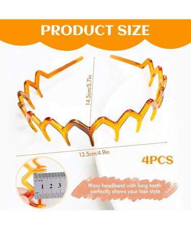 Ruzister 4 Pieces Zigzag Headbands Classic 90s Plastic Headband with Teeth Wavy Comb Headband for Women and Men Shark Tooth Headband - Buy Online on SooperMarket.com