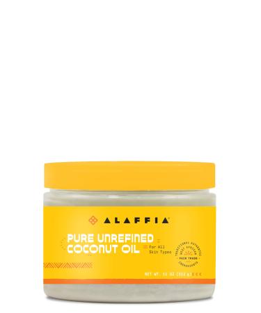 Alaffia Pure Unrefined Coconut Oil. Hydrates Skin and Hair with Restorative Vitamins and Minerals with Coconut Extract. Fair Trade, Cruelty Free, No Parabens, Vegan. 11 Oz
