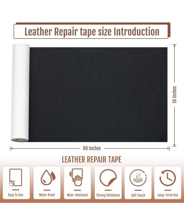 Self Adhesive Leather Repair Patch - 16x60 Inch, Strong Adhesion, Furniture & Car Seat Repair, Black - Buy Online on SooperMarket.com