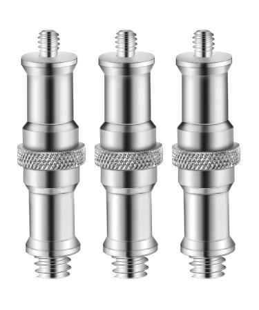 3 Pieces Standard 1/4 to 3/8 inch Metal Male Convertor Threaded Screw Adapter Spigot Stud for Studio Light Stand, Hotshoe/Coldshoe Adapter, Ball Head, Wireless Flash Receiver, Trigger