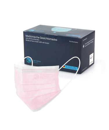 Dustpirate Curt Maria Medical 50 OP mask surgically medical face masks 100% made in Germany mouth protection 3-layer pink ros