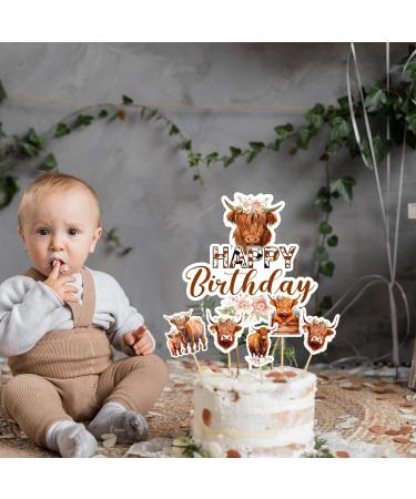 Tanlade 61 Pcs Highland Cow Cake Topper and Highland Cow Cupcake Topper Highland Cow Birthday Decorations Highland Cattle Cake Decorations for Farm Animal Zoo Boy Girl Birthday Party Decor - Buy Online on SooperMarket.com
