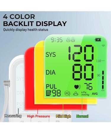 AOJOO Automatic Upper Arm Blood Pressure Monitor with Large LCD Display - Adjustable Digital BP Cuff Kit - 198 Sets Memory - Storage Bag, White - Buy Online on SooperMarket.com