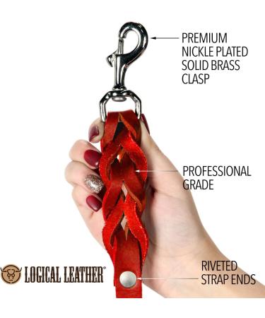 Logical Leather 6FT Braided Dog Leash - Heavy Duty Full Grain Leather Lead in Red - Buy Online on SooperMarket.com