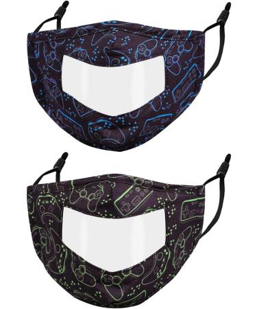 Set of 2 Reusable Adjustable 3-Layer Clear Black Game Face Masks - Gyothrig - Buy Online on SooperMarket.com