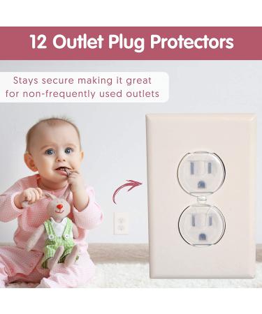6-Pack Self Closing Outlet Covers - White  Easy to Install Baby Proof Outlet Covers with 12 Clear Outlet Plug Covers for Child Electrical Safety - Baby Proofing Electrical Outlets Made Easy by Wittle - Buy Online on SooperMarket.com