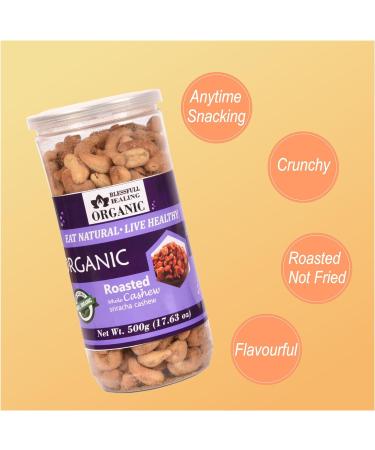 Blessfull Healing Organic Natural Vegan Sriracha Roasted Whole Cashew Nuts Crunchy Kaju 500 Gram - Buy Online on SooperMarket.com