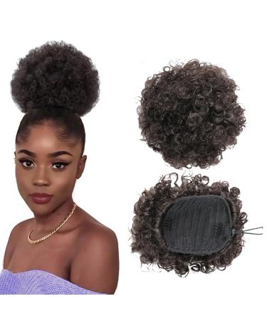 prinfantasy Hair Pieces for Women Messy Bun Short Curly Extension Drawstring Hair Bun Synthetic Fiber Hair Naturel Brown FQ062 GBFQ062 One Size