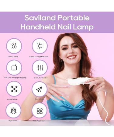 SAVILAND Mini Nail Lamp - Rechargeable 18W Handheld UV LED Gel Nail Dryer for Home and Salon Use - Buy Online on SooperMarket.com