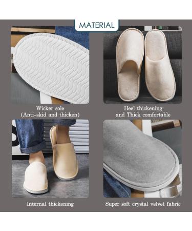 6 Pairs OSTADARRA Spa Slippers - Non Slip, Disposable & Washable - Unisex House Hotel Indoor Slippers in Beige and Gray - Perfect for Guest, Bathroom, Bedroom & Bride - Buy Online on SooperMarket.com