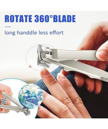 Dr. MODE Easy Grip 360 Rotary Toenail Clippers for Men Seniors - Ultra Sharp Stainless Steel Nail Cutters with Long Handle and Nail File - Buy Online on SooperMarket.com
