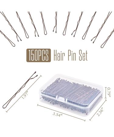 150 Wave Shape Hairpins - Brown Metal Bobby Pins Set for Kids & Girls | Stylish Hair Accessories for Salons - Buy Online on SooperMarket.com
