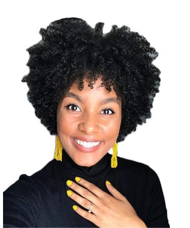 Jier Natural Black Short Kinky Curly Afro Wigen For Black Women Short Lure Cocks In Afro-style Women's wigs Synthetic Afro Wigen (black one size)