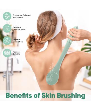 Long Handle Exfoliating Back Shower Brush - Dark Green Body Scrubber - Buy Online on SooperMarket.com