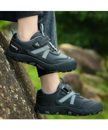 Yapoly Hiking Shoes for Boys and Girls - Waterproof Outdoor Athletic Shoes for Kids - Non-slip Trekking Shoes for Toddlers to Big Kids - Black - Buy Online on SooperMarket.com