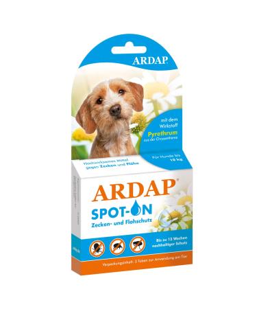 ARDAP spot on for dogs up to 10kg - natural active ingredient - tick remedies for dogs tick protection dog flea remedy dog - 3 tubes each 1ml - up to 12 weeks of sustainable long -term protection Small dogs up to 10kg