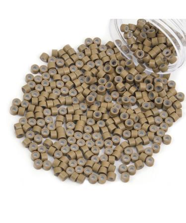 Vlasy 400 Pcs Silicone Micro Rings for I Tip Hair Extensions 4mm Micro Nano Beads Micro Links Hair Beads (Light Brown) Micro-4mm-400Pcs Light Brown