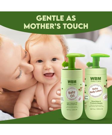 Buy WBM Baby Oil & Lotion Set | 100% Natural Newborn Skin Care with Vitamin E - Moisturizing & Nourishing Essentials - Buy Online on SooperMarket.com