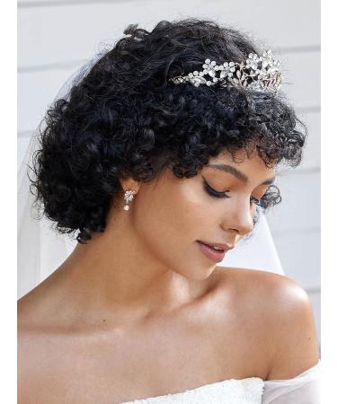 Sweetv Rose Gold Wedding Tiara - Crystal Bridal Crown for Women - Princess Costume Crown for Birthday Party Prom - Buy Online on SooperMarket.com
