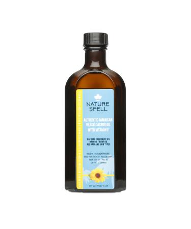 Nature Spell Authentic Jamaican Black Castor Oil with Vitamin E for Hair & Body 150 ml - Authentic JBCO For All Hair Types - Natural Hair Growth - Strengthen Hair Roots - Treat Dry and Damaged Hair