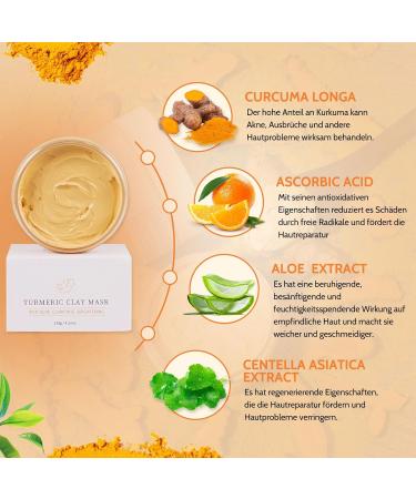 Face Mask - Turmeric Vitamin C Mask - Clay Mask Face for Cleanses Acne and Dark Spots Pores Reducing Face Masks Beauty 120 g - Buy Online on SooperMarket.com