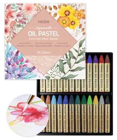 HA SHI Water Soluble Oil Pastels For Artists 24 Color  Watercolor Crayons  Premium Quality Art Supplies for Kids  Adults Water Soluble Oil Pastels 24color