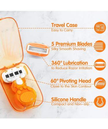 Travel Razors for Women - 5-Blade Mini Razor Set with Travel Case | Extra Smooth & Portable Toiletries - Buy Online on SooperMarket.com