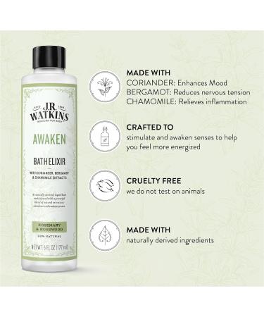 J.R. Watkins Awaken Bath Elixir Liquid Bath Soak Rosemary & Rosewood 6 oz (Pack of 2) - Buy Online on SooperMarket.com