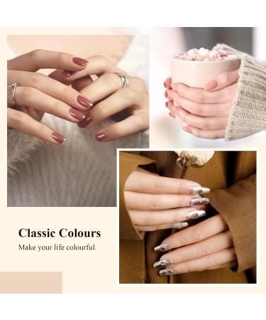 VANREESA Gel Nail Polish Set - 21 Colors Pink Nude Red Brown Glitter Classic Soak Off UV Gel Kit with Base Top Coat | Nail Art Gifts for Women - Dazzling Declining Sun - Buy Online on SooperMarket.com