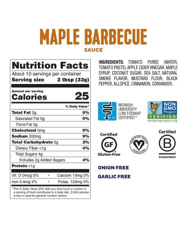 Fody Foods Maple BBQ Sauce | Low FODMAP Certified | Gut Friendly | IBS Friendly Kitchen Staple | Gluten & Lactose Free | Non-GMO - Buy Online on SooperMarket.com